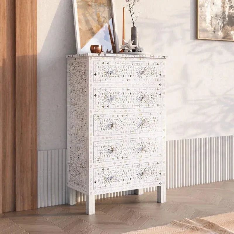 Jodha furniture Iris Big chest of drawer in bone inlay
