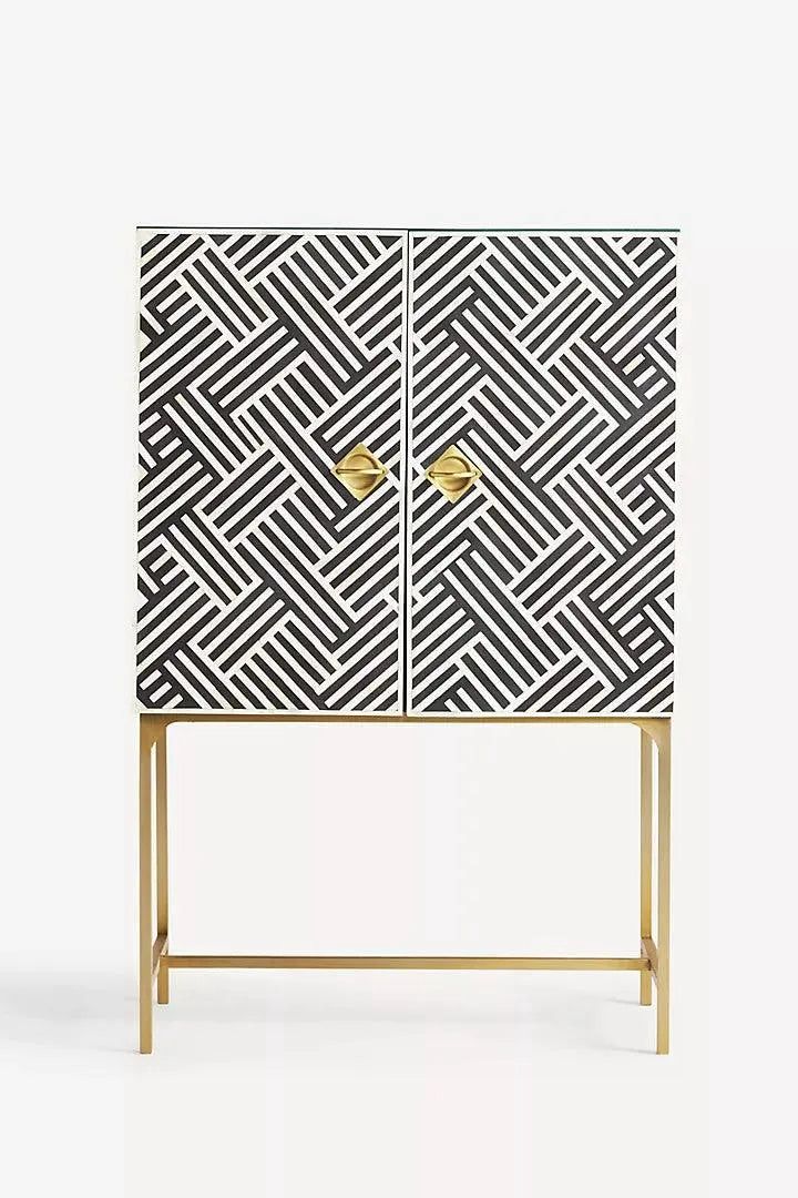 Jodha furniture optical inlay Bar cabinet