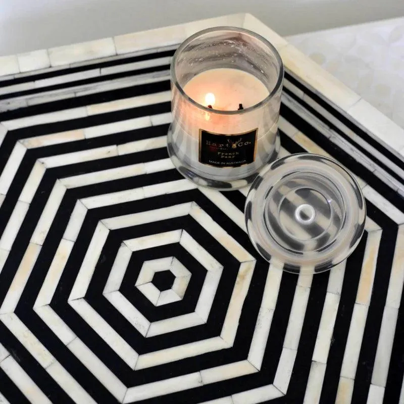 JODHA FURNITURE BONE INLAY HEXAGON TRAY - BLACK - Image 3